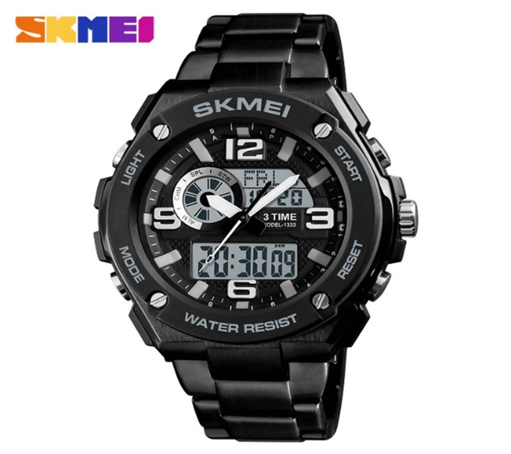 Analog Digital Skmei Watch Black Chain For Men