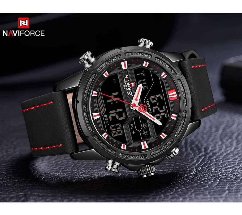 NAVIFORCE Men Leisure Sport Watches Military Leather waterproof Quartz