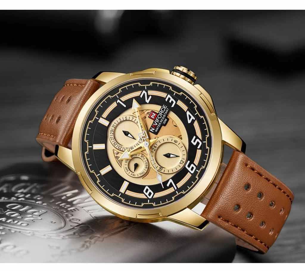 NAVIFORCE NF9142 PU Leather Wrist Watch for Men