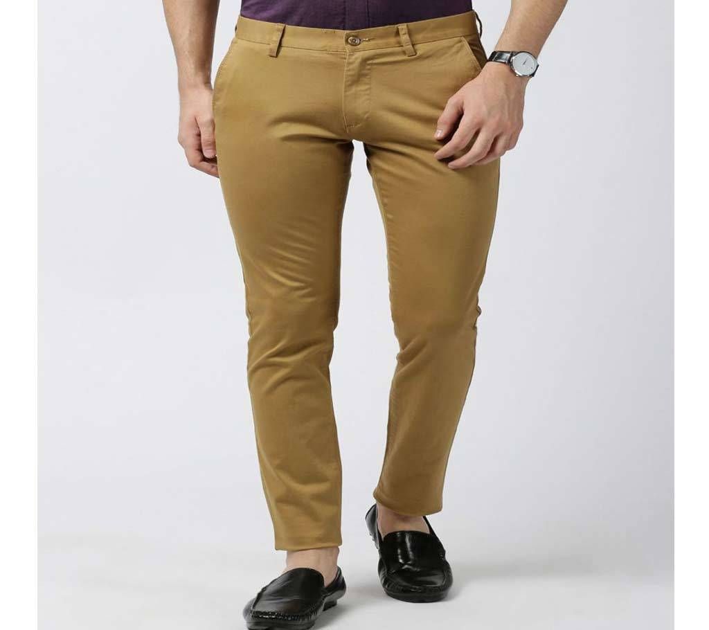 Men gabardine full pants -Beige Khaki - Skinny