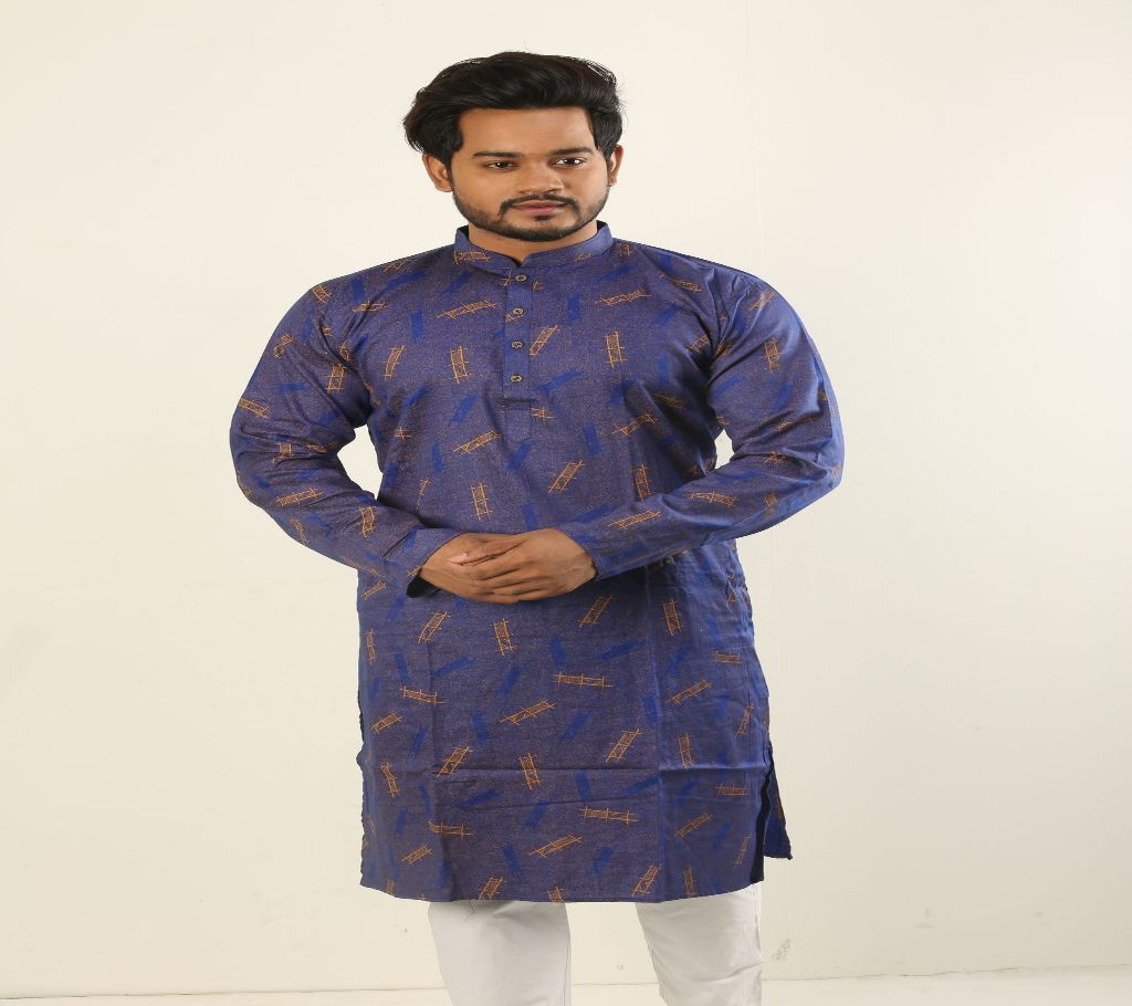 42-Cotton Punjabi - Brown and Blue - 191114