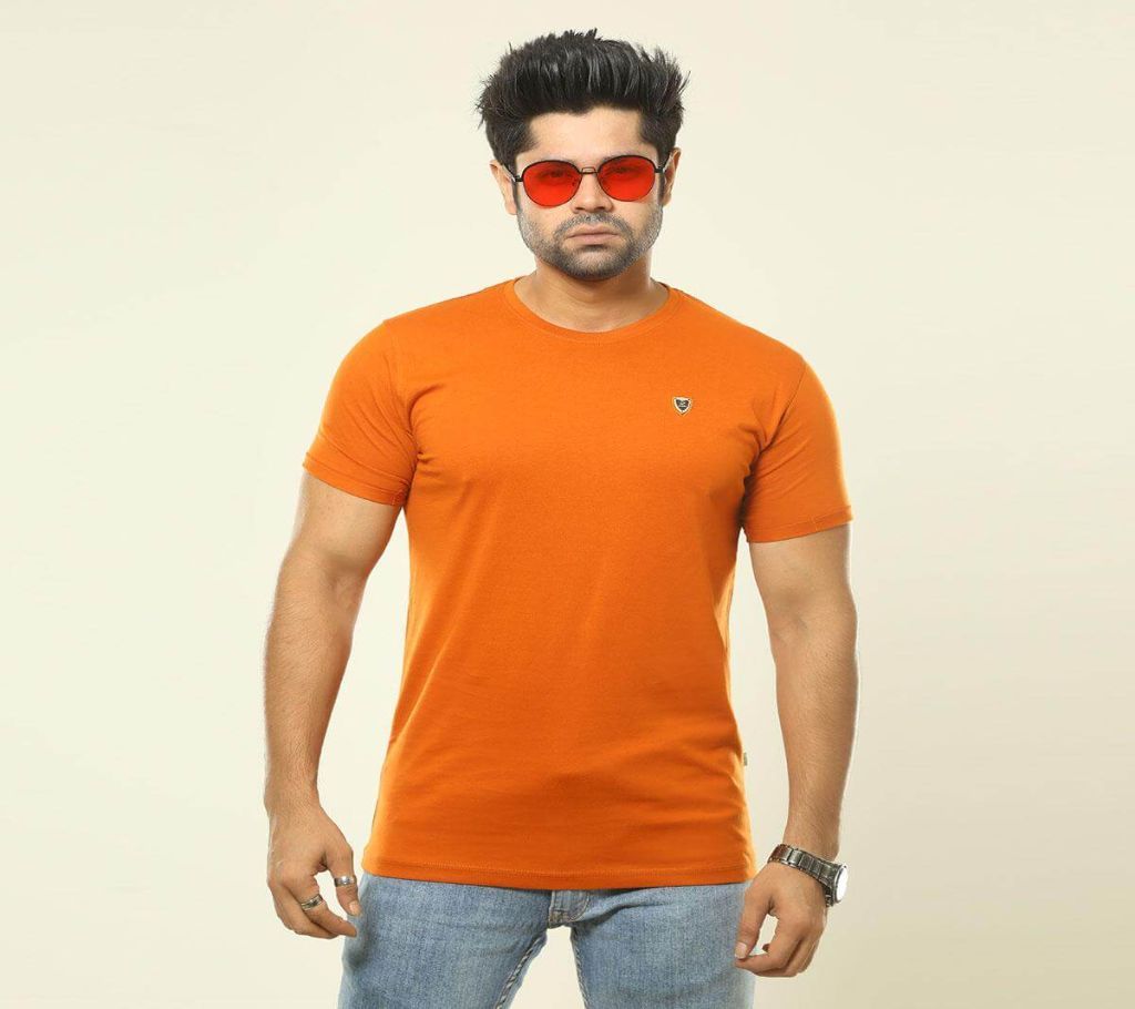  Orange Cotton T-Shirt for Men