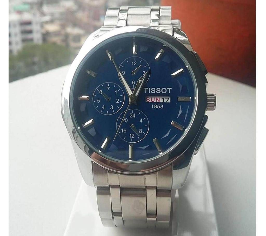 Stainless Steel Chronograph Watch for Men- Silver & Blue(Copy)
