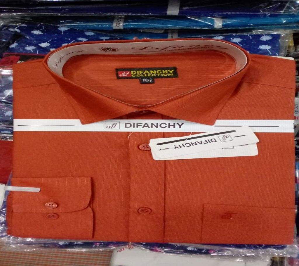 MENZ FULL SLEEVE FORMAL SHIRT-Deshi Cotton-Orange