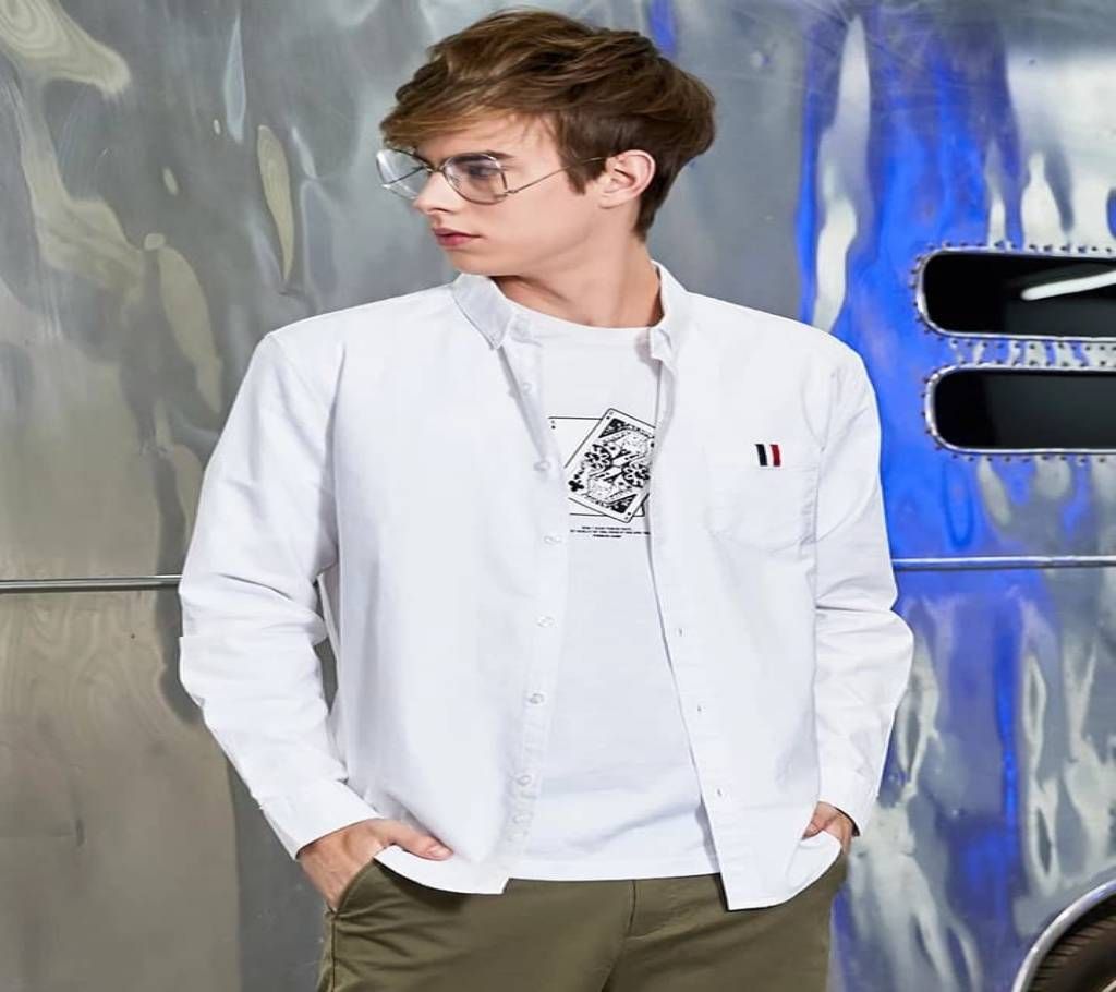 Gents Full Sleeve Casual Shirt-White Color
