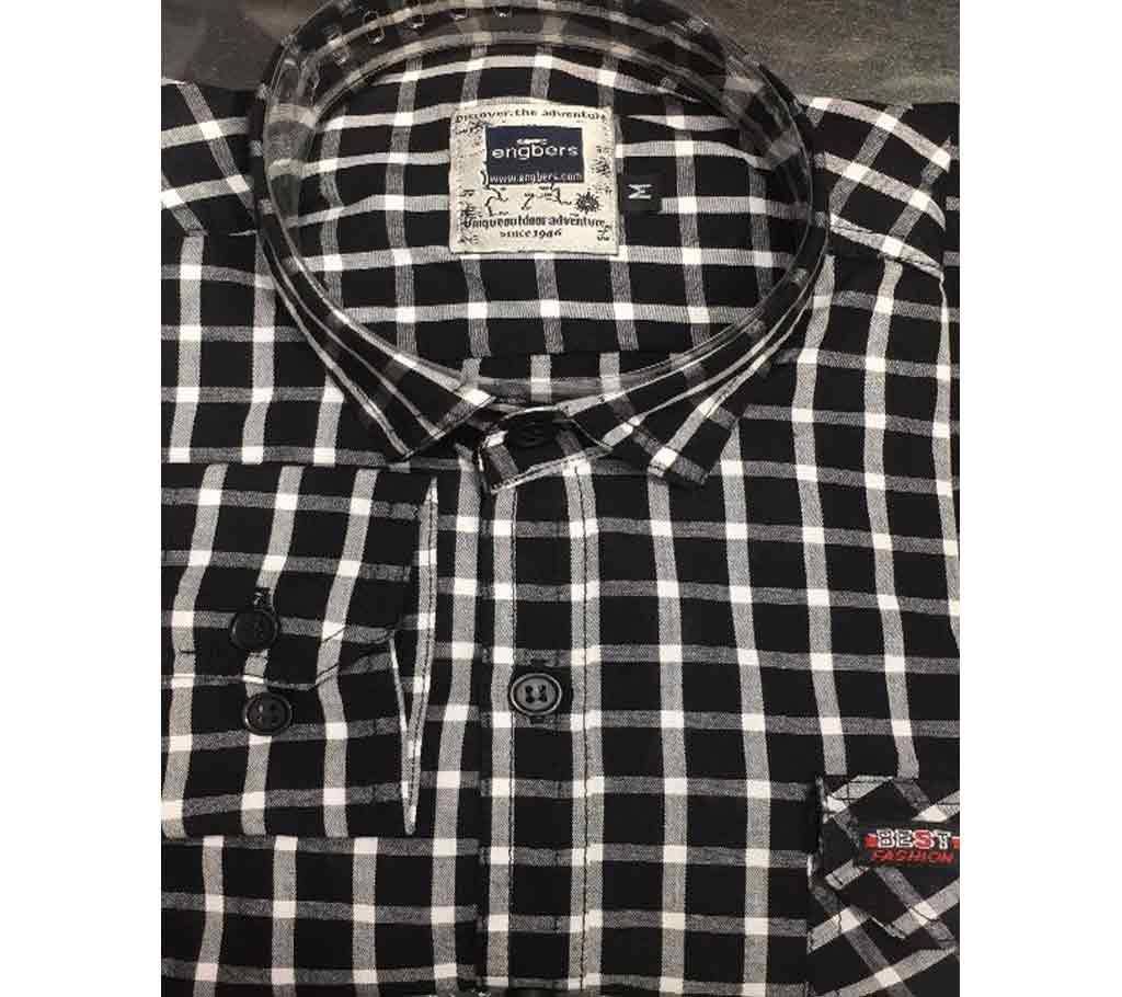 Engbers Cotton Shirt For Men-Black And White 