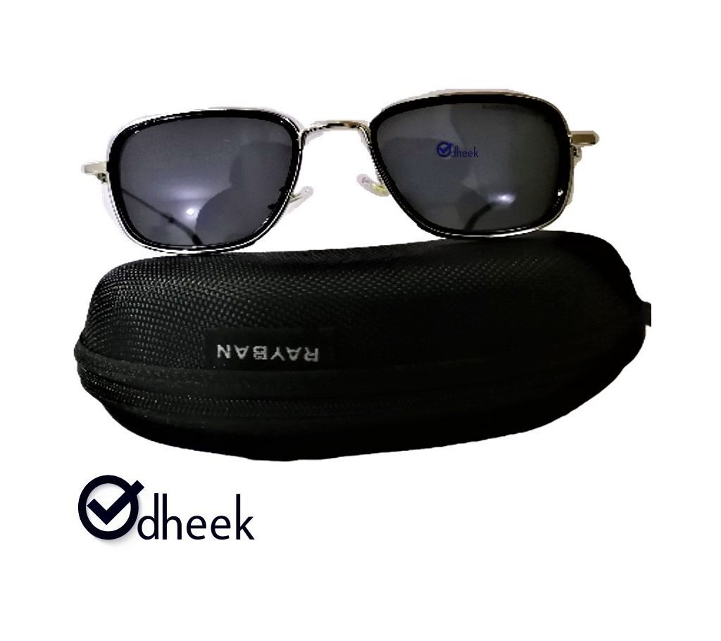 Metal Frame Sunglass for Men Black With Travel Pouch