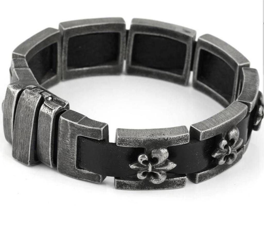 Korean Leather with Steel Bracelet  