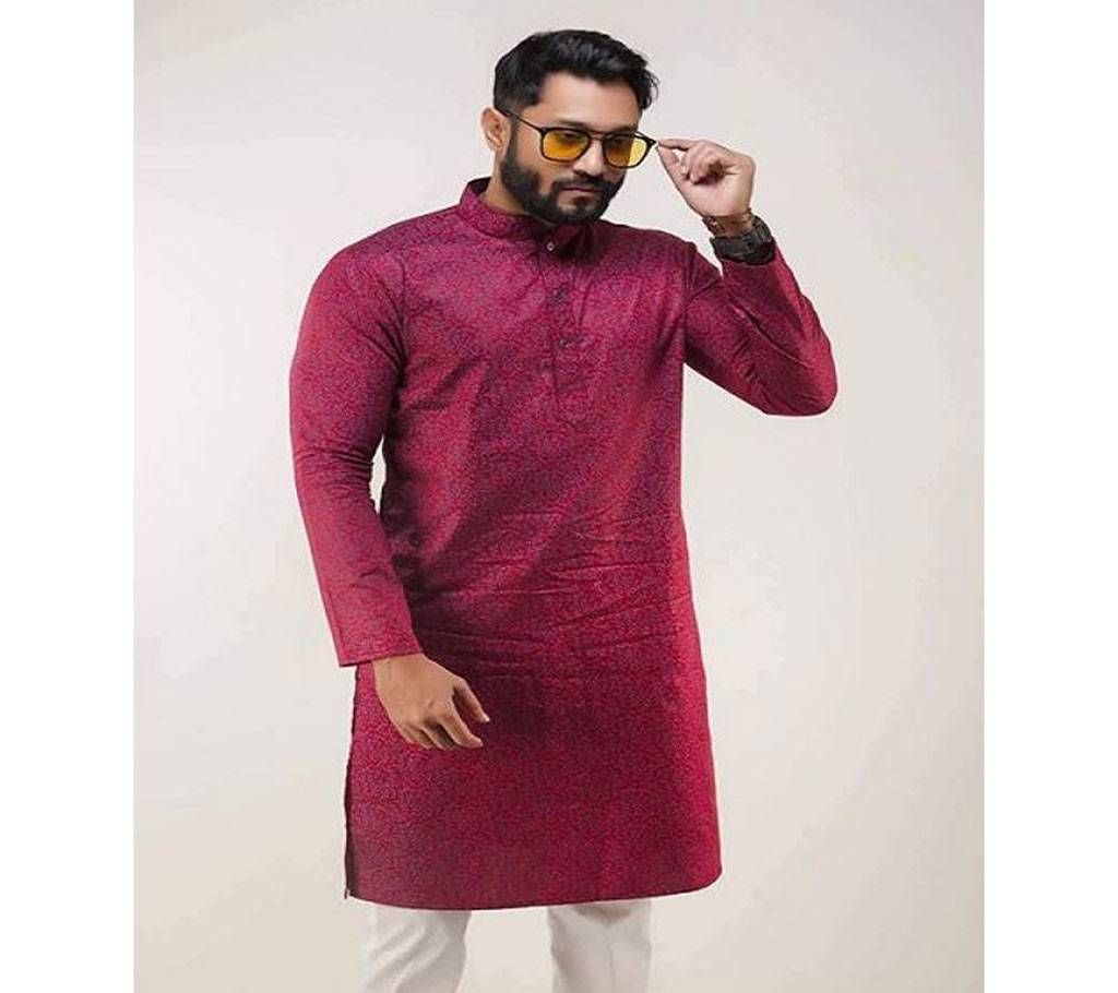 Marron Pink Cotton Panjabi  12
