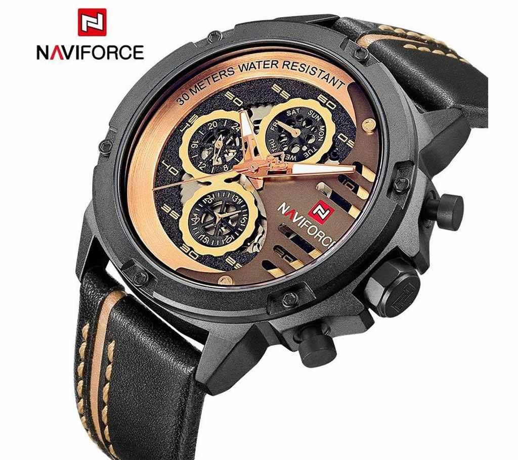 Mens Luxury Brand Watches NAVIFORCE 24 Hour Date Leather Quartz Mens Watch Waterproof Sports Wristwatch Mens Waterproof Watch