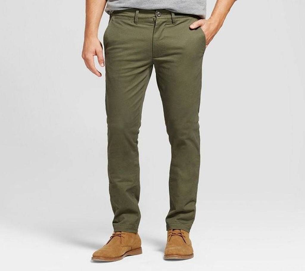 Army Olive Slim Fit Gabardine Pant 1