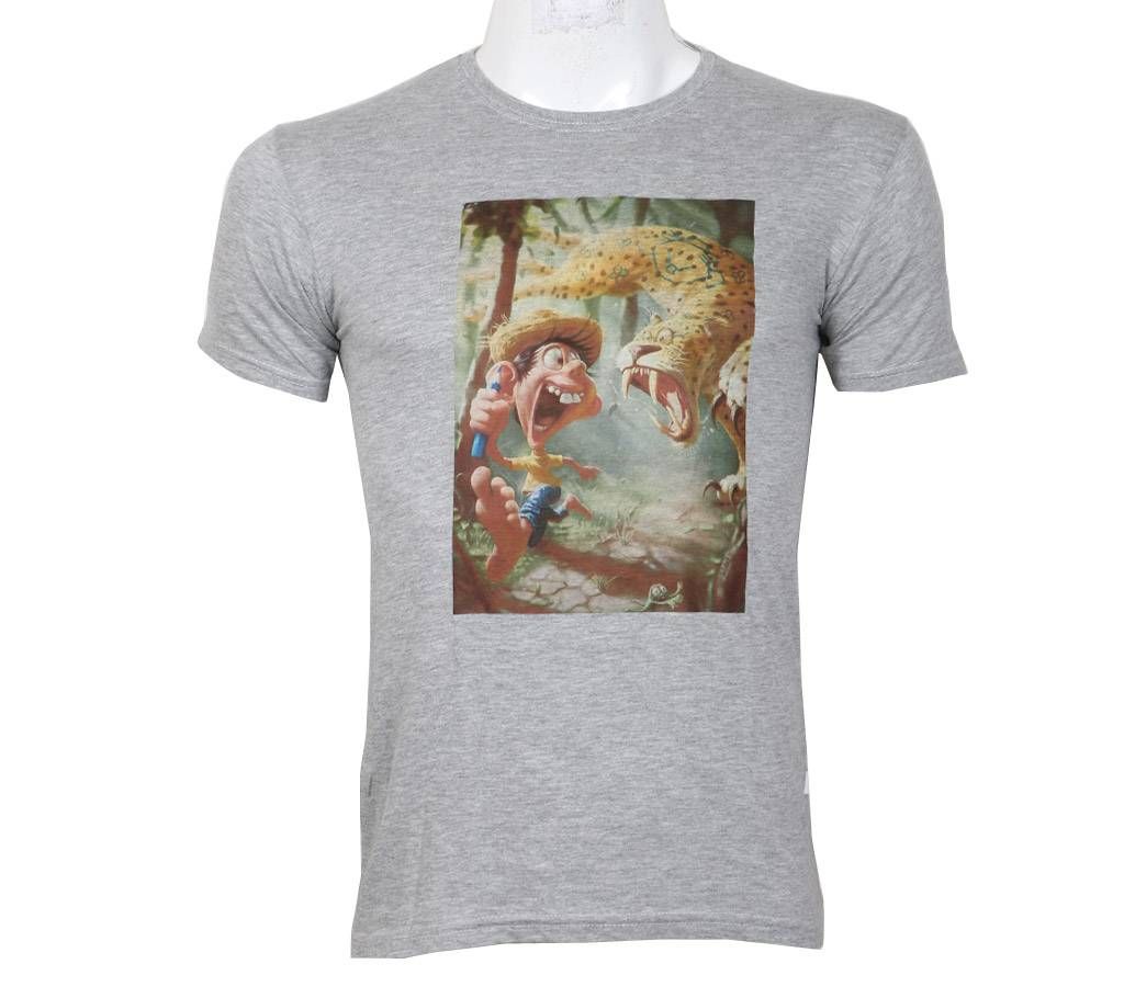 Gents Round Neck Printed Cotton T-shirt