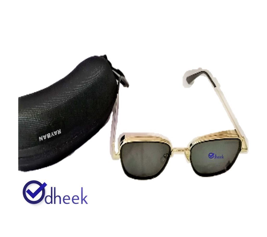 Metal Frame Sunglass for Men Golden With Travel Pouch