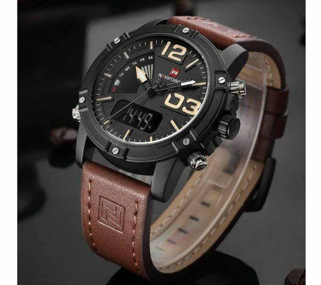 NAVIFORCE Black Gold Watch for men 