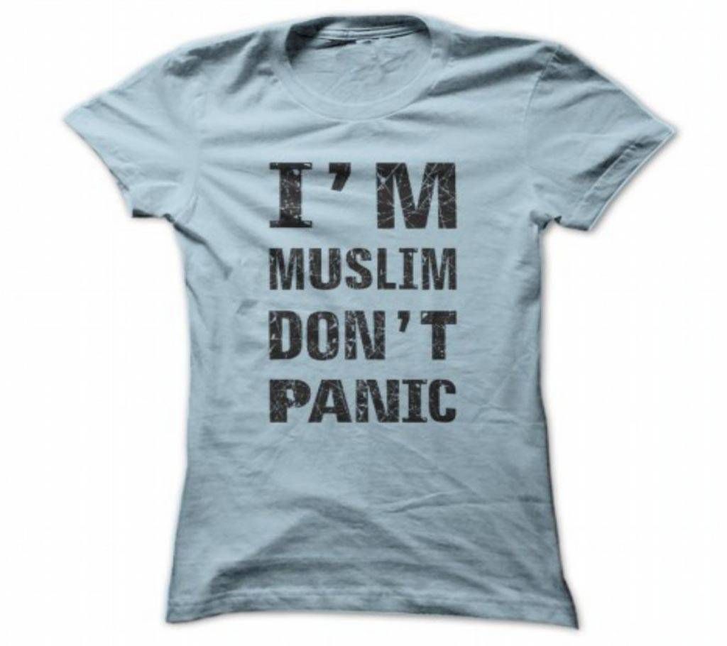 I'm Muslim Don't Panic Mens Half Sleeve Cotton Round neck  t-shirt