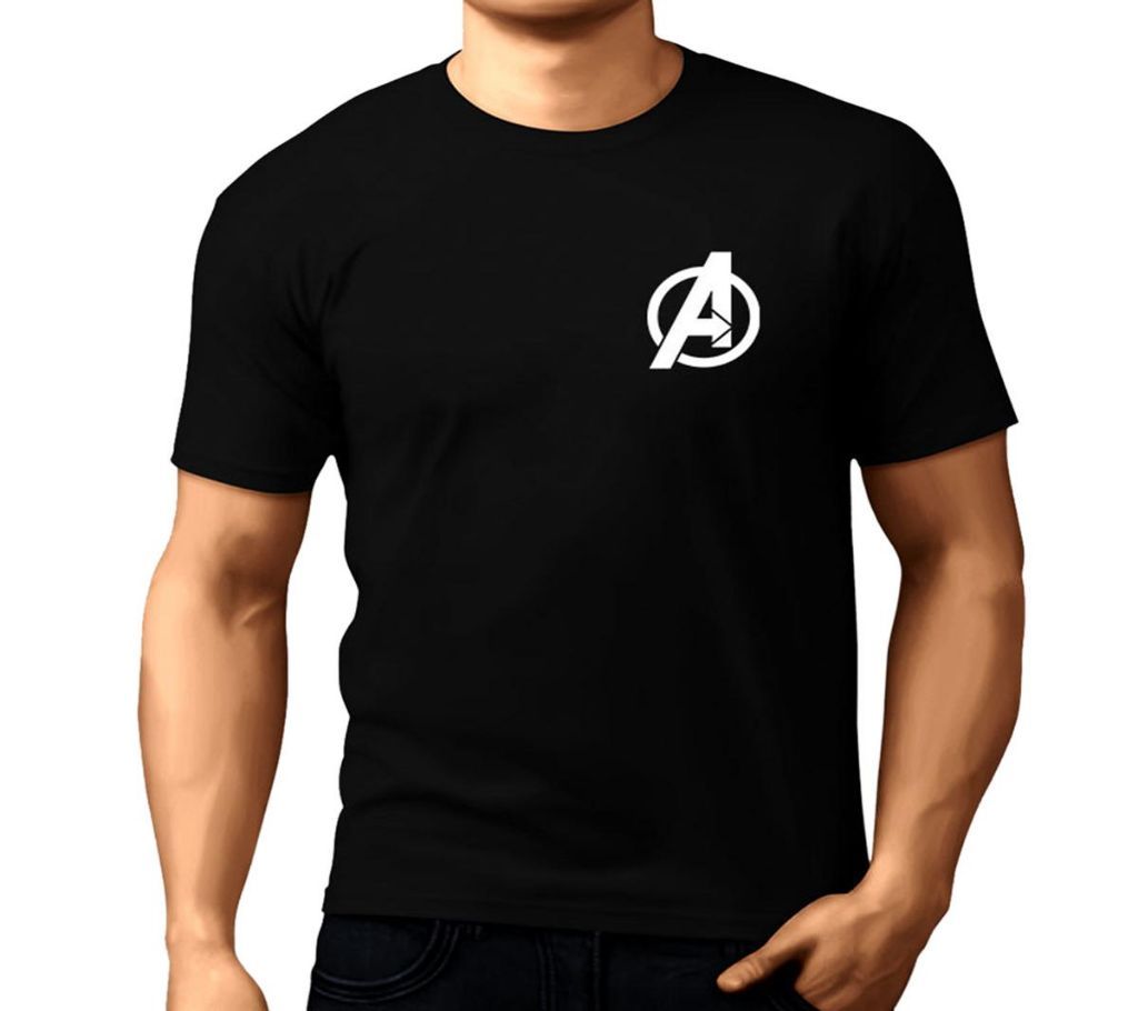 Black Cotton Avenger Logo T-Shirt for Men