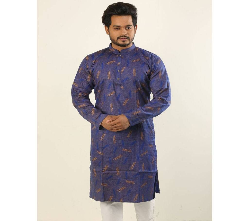 44-Cotton Punjabi - Brown and Blue - 191114