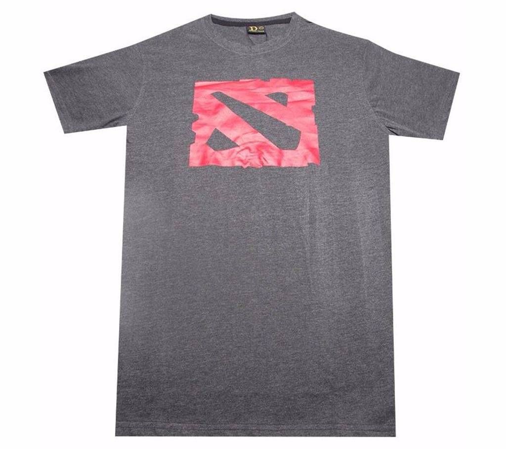 Grey Color Printed Dota T-Shirt For Men