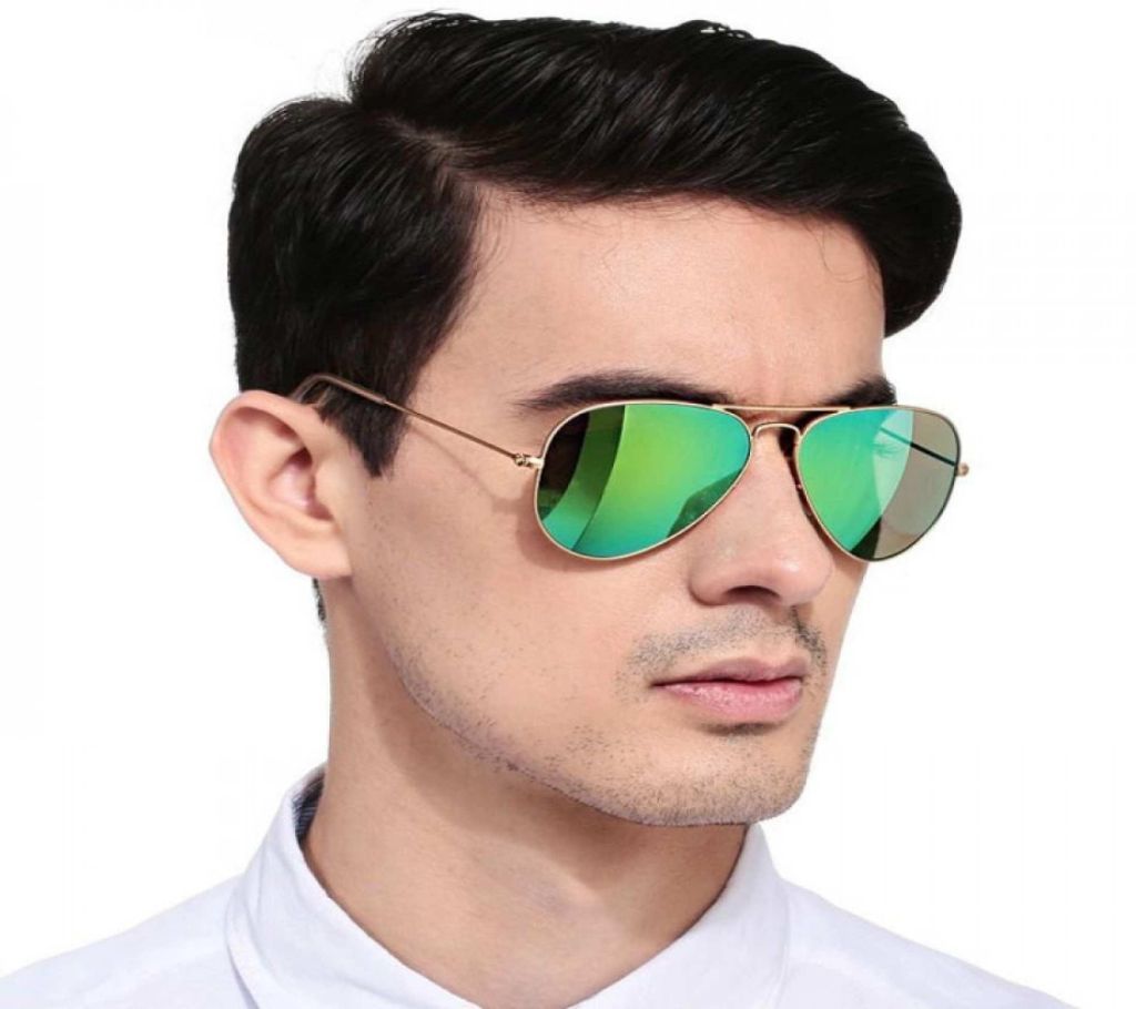 Green and Gold frame Stylish Sunglasses with Stylish Box