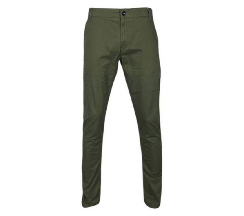 Olive Cotton Formal Twill Pant For Men