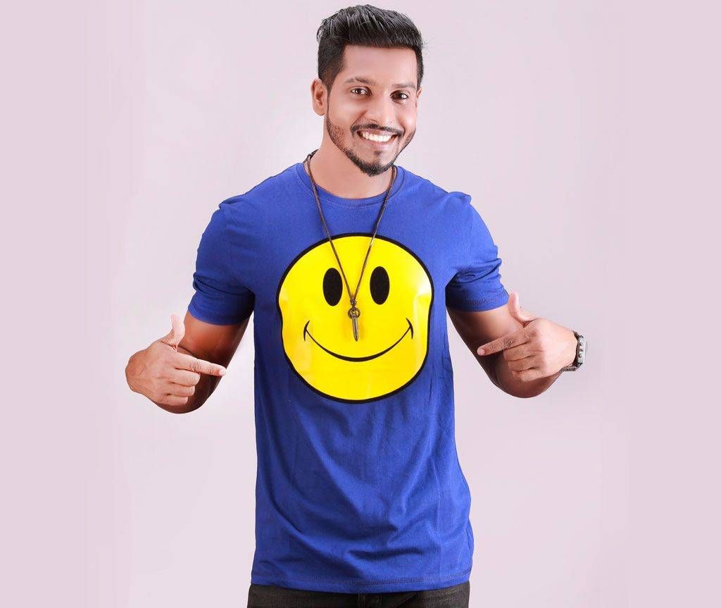 Smile Emo Men's Round Neck T-Shirt - Blue
