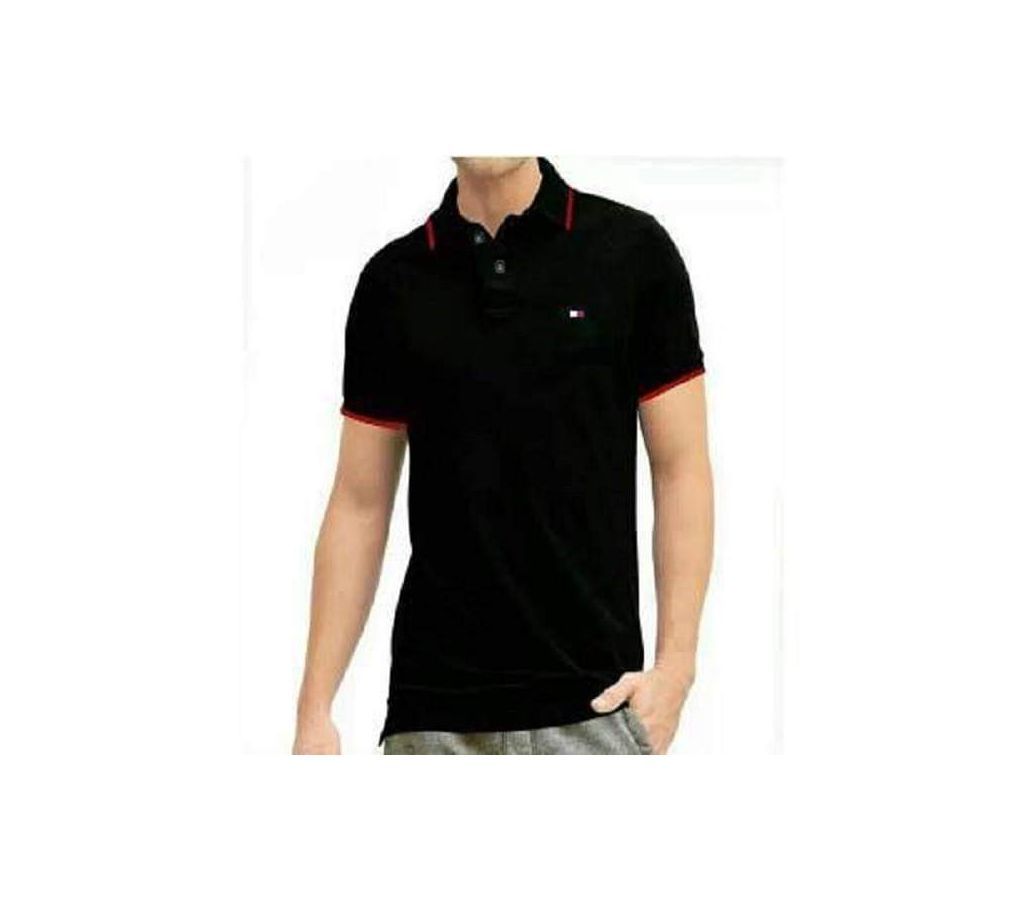 Polo T-shirt For Men  Solid Black