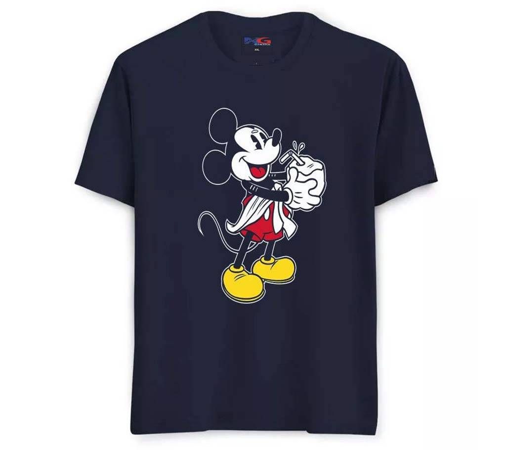Rubber Print Summer T-shirt - 602 - Navy - Big Micky Mouse - LEB