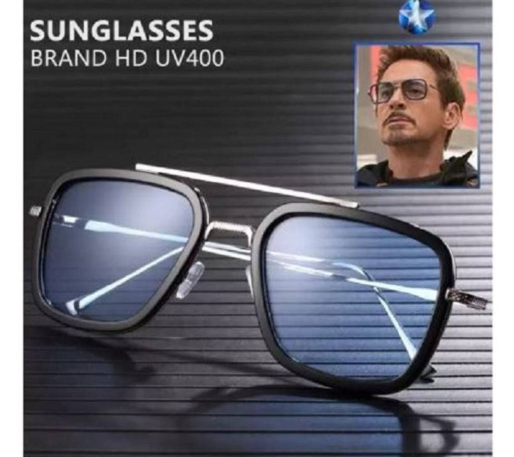 Silver And Blue Iron Man Sunglasses For Men