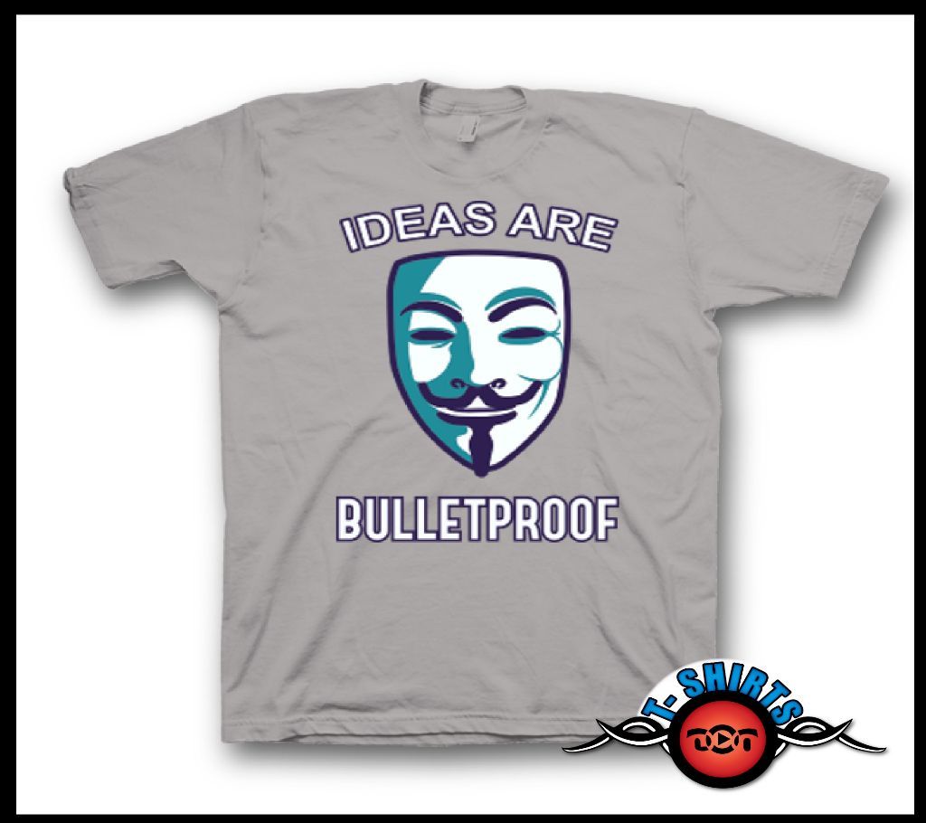 Mens Ideas are Bulletproof V For Vendetta T Shirts Short Sleeve