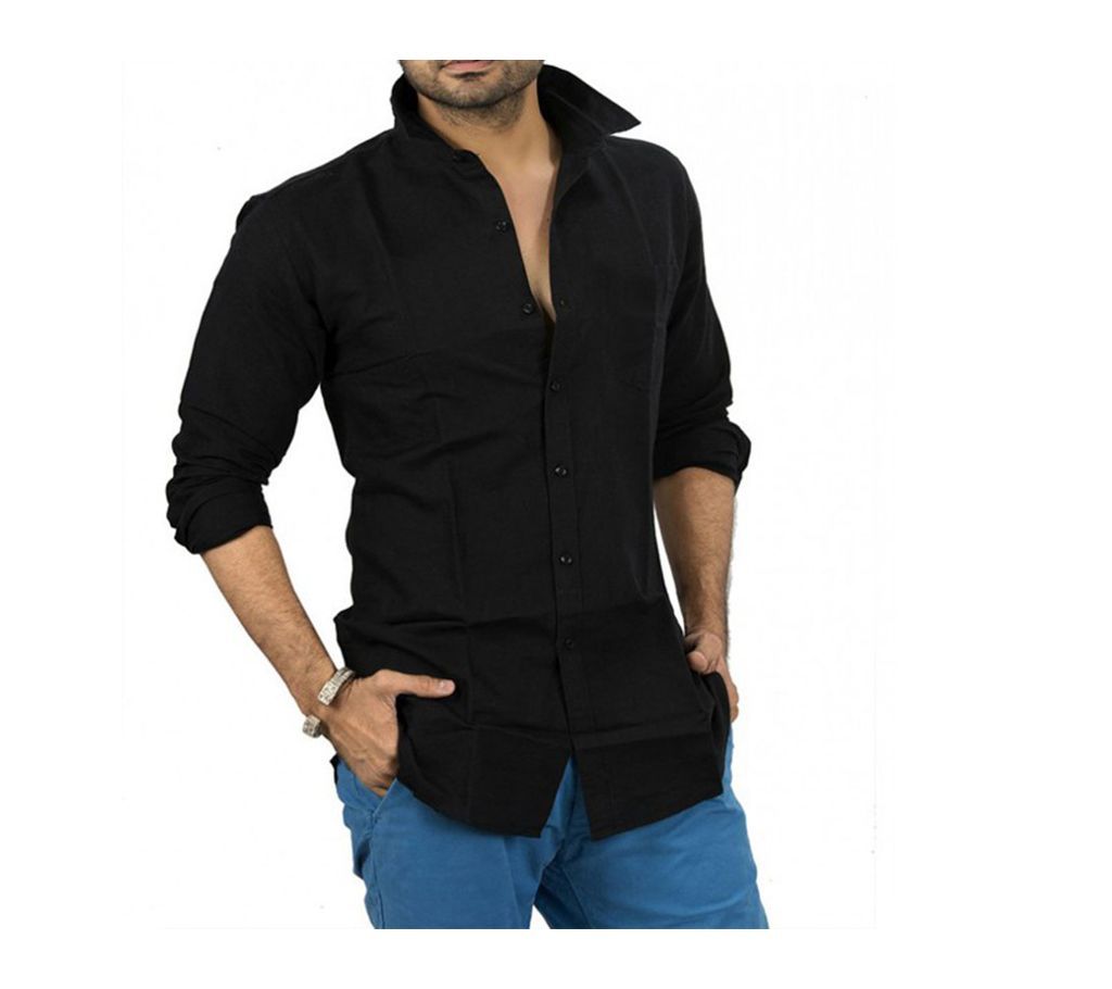 Black Cotton Shirt For Men