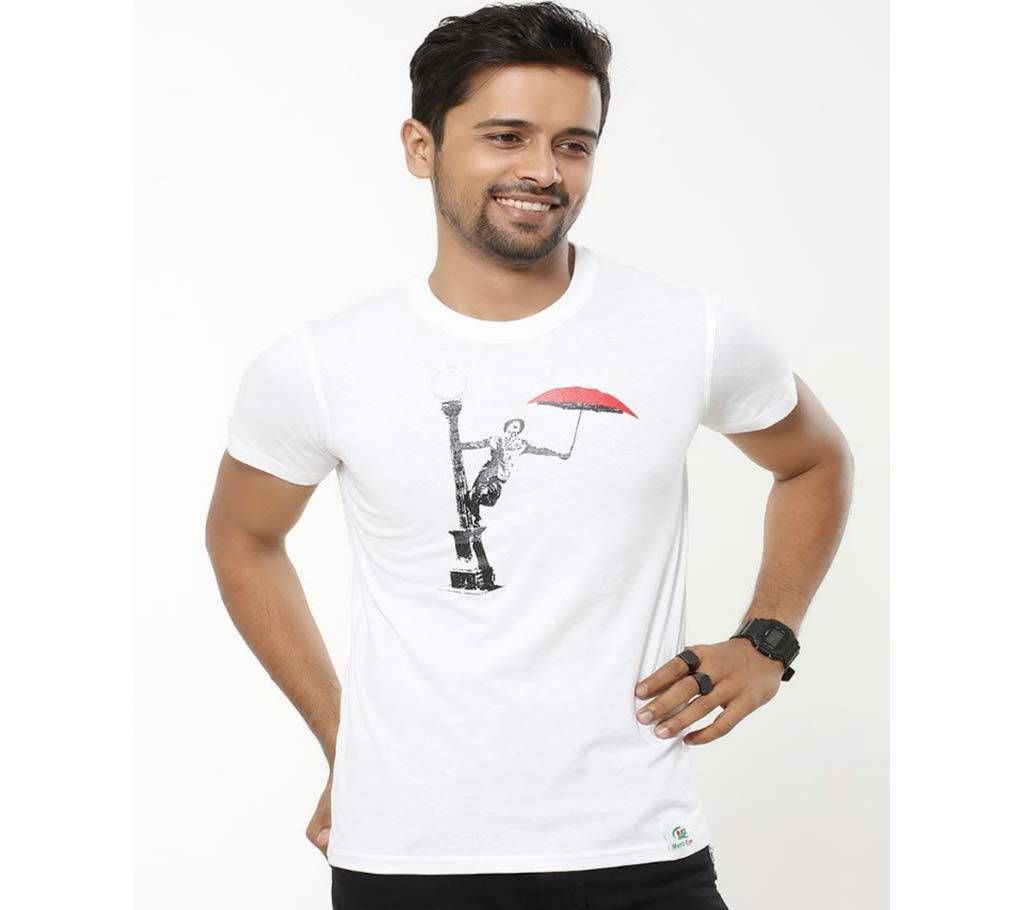 Cotton Half Sleeve T- Shirt For Men White 