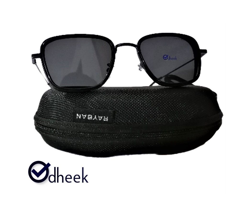Metal Frame  Sunglass for Men Full Black With Travel Pouch