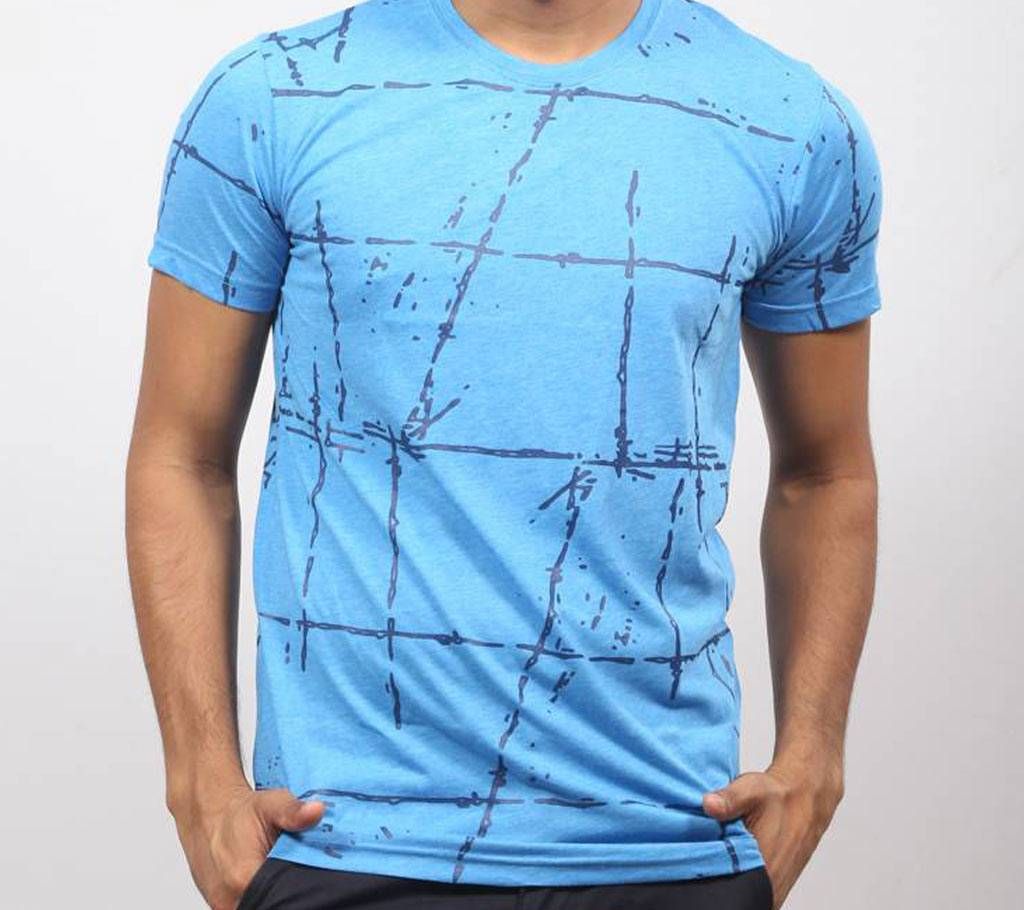 Blue Cotton AOP T-Shirt