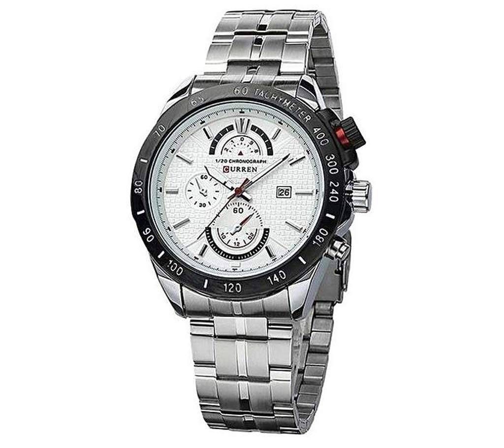 Silver Stainless Steel Chronograph Watch for Men