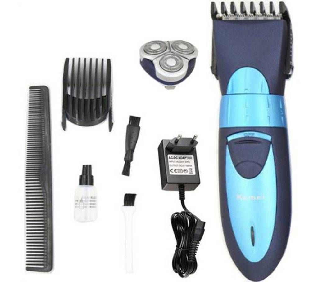 Kemei KM-7392 Exclusive Dual Shaver With Trimmer For Men - Black and Blue