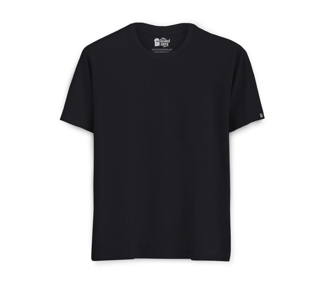Black Solid Cotton T-shirt