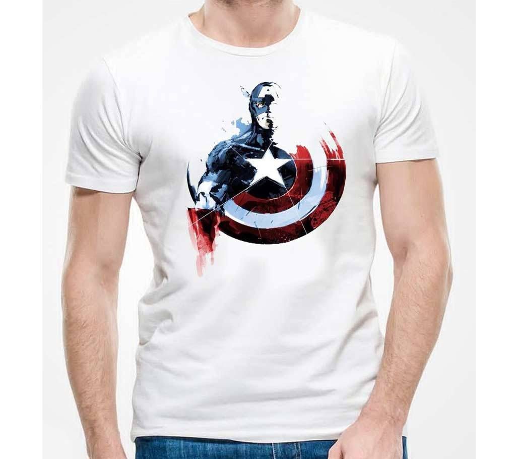 Captain America Graphic Print Round Neck T-Shirt for Men