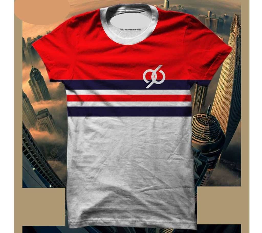 Red-Blue Contrast Half Sleeve T shirt