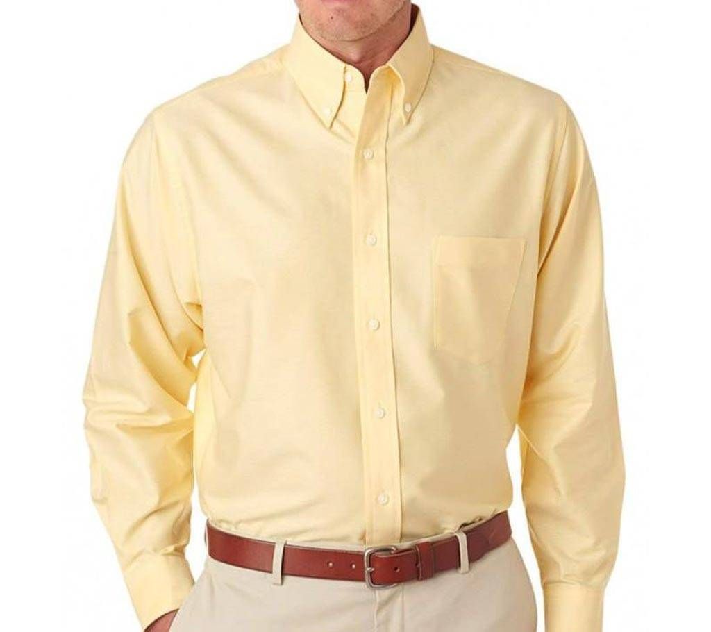 Yellow Color Cotton Formal Shirt For Men