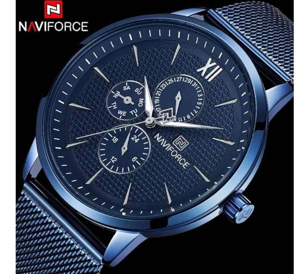 NAVIFORCE 3003  Brand Fashion Mens Business Fashion Stainless Steel Band Quartz Casual Wrist Watch Mens Watches Mens Watch