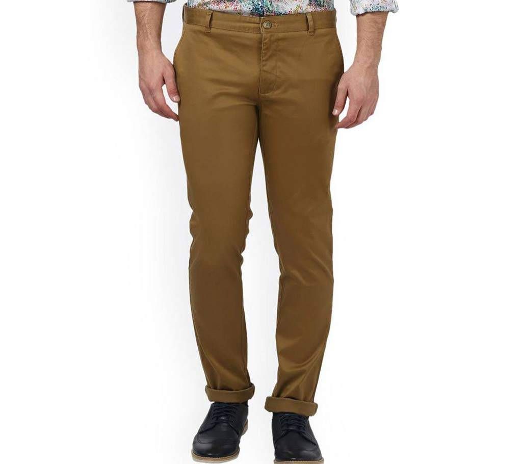 Dark Golden Rod Khaki Slim Fit Gabardine Pant 7