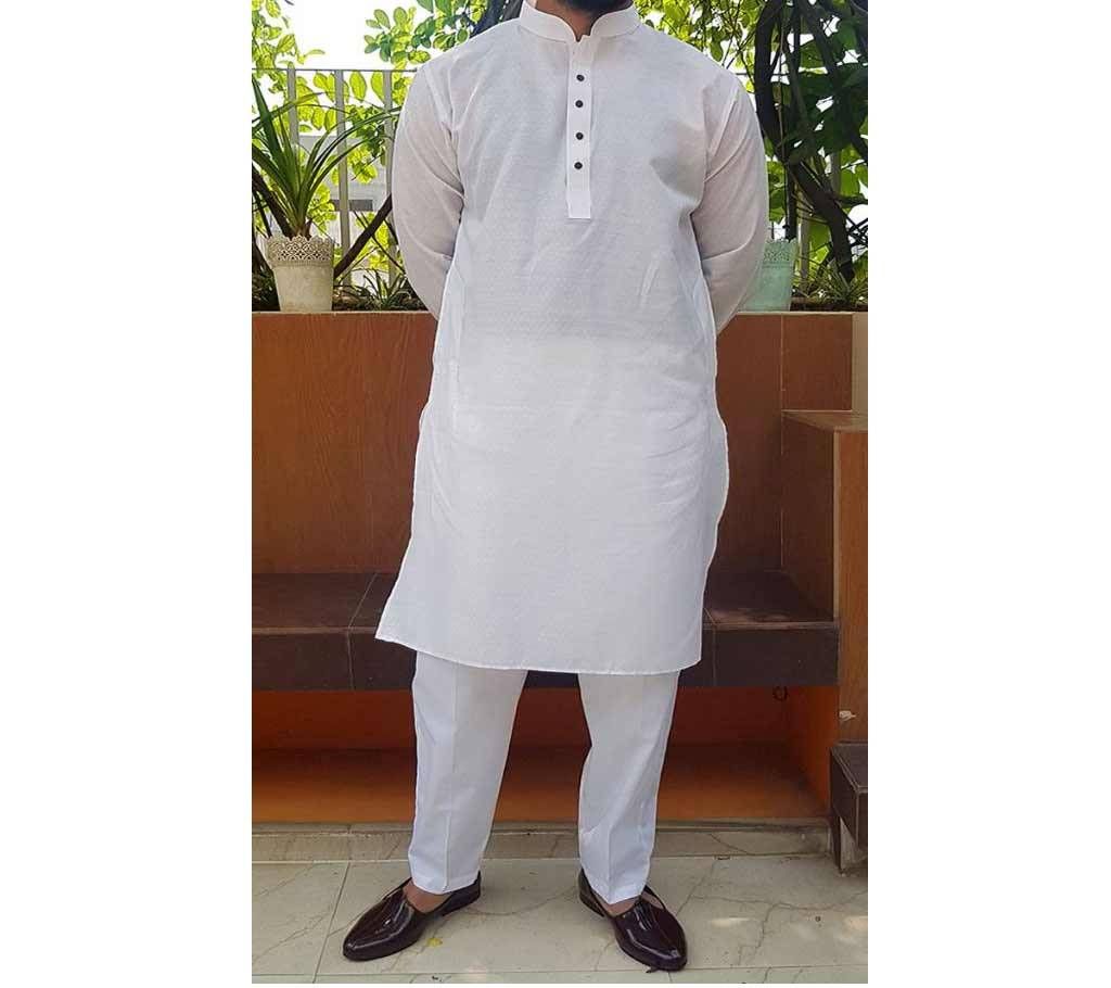 Slim-Fit Exclusive Cotton Panjabi - Solid White