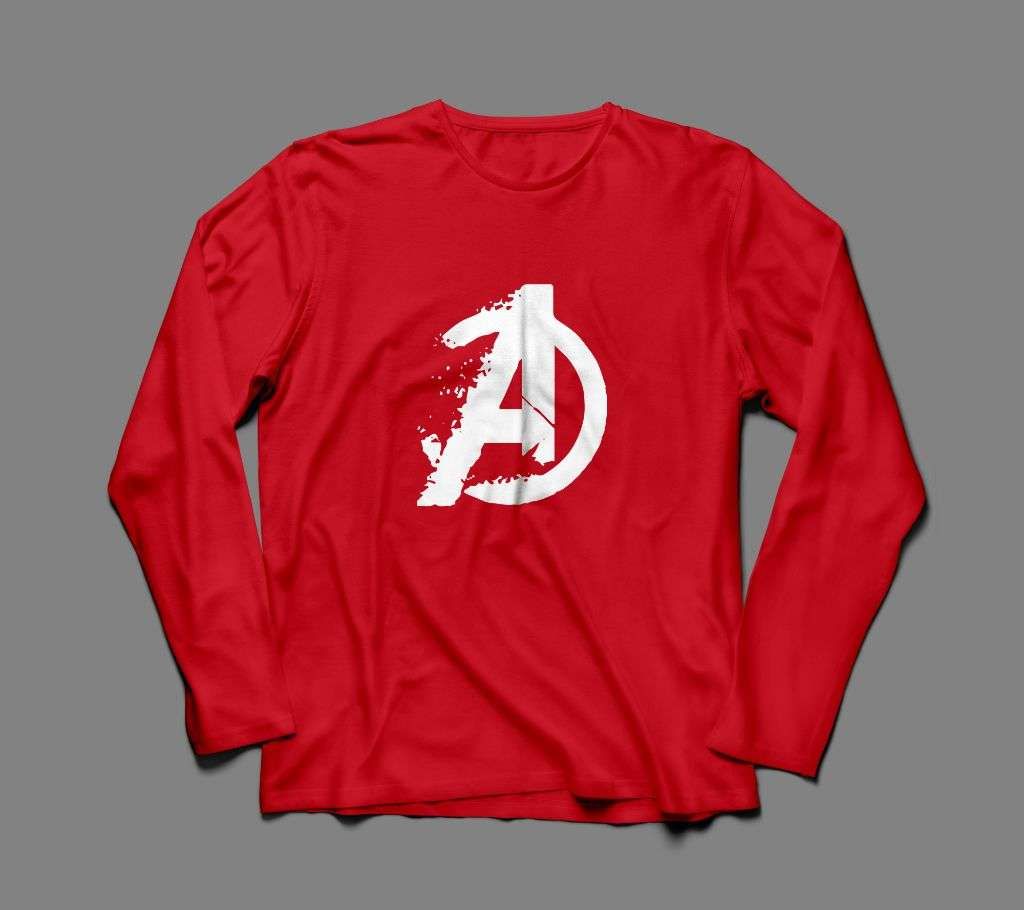 AVENGERS LONG SLEEVE RED  COTTON TSHIRT FOR MEN