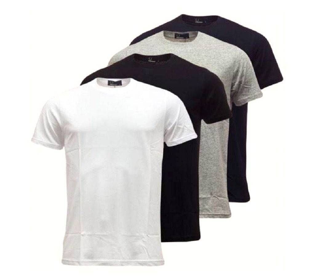 Mens Cotton Solid Color T-Shirt (4 Piece) - Combo