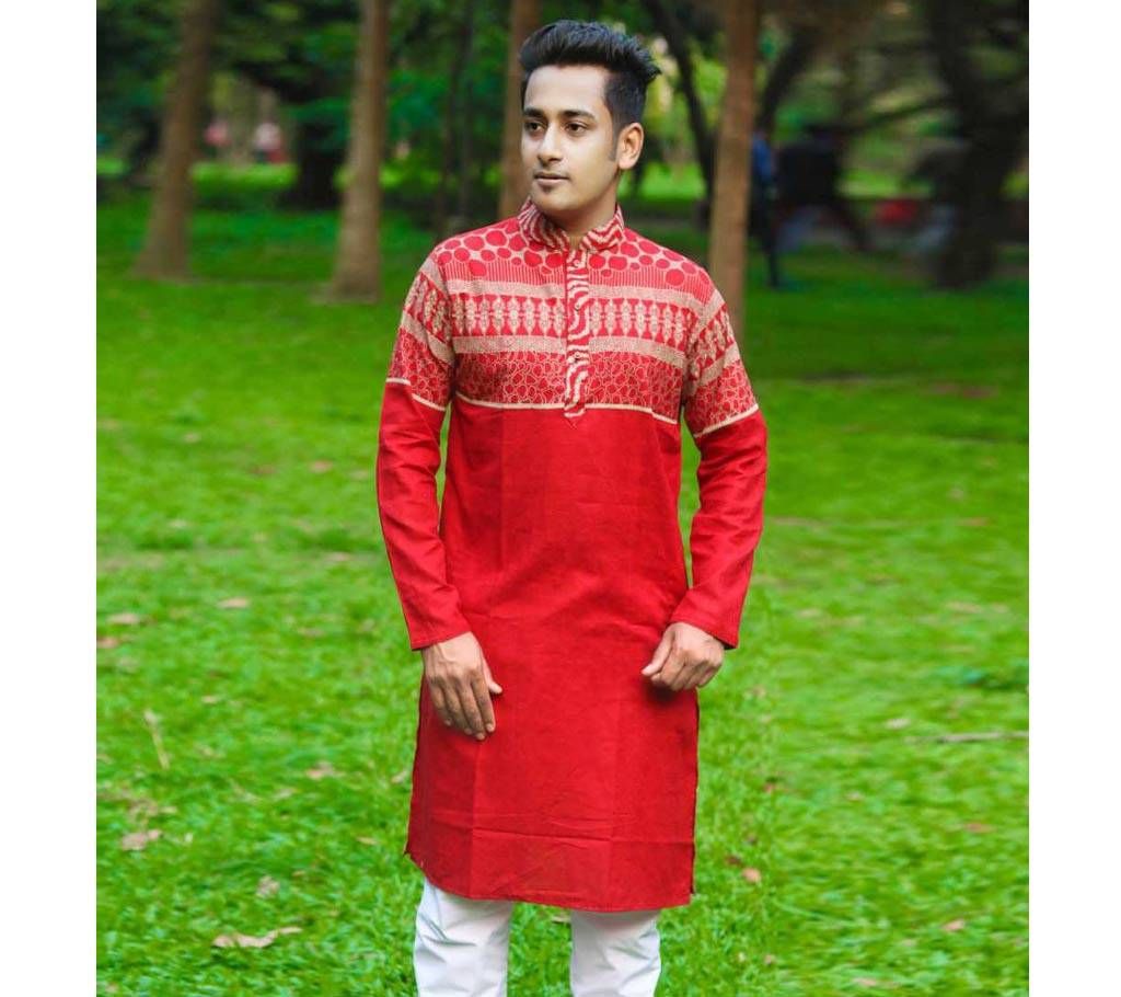 printed cotton semi long panjabi