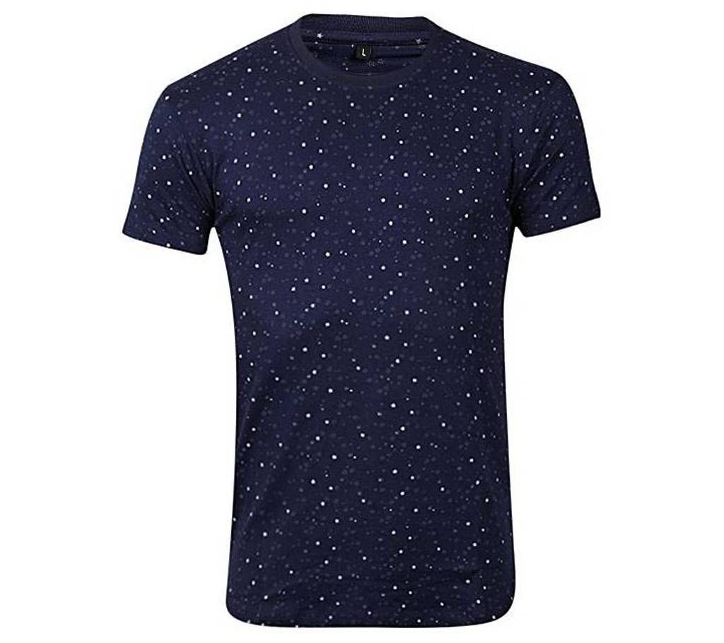 Navy Blue Cotton Short Sleeves T-Shirt for Men