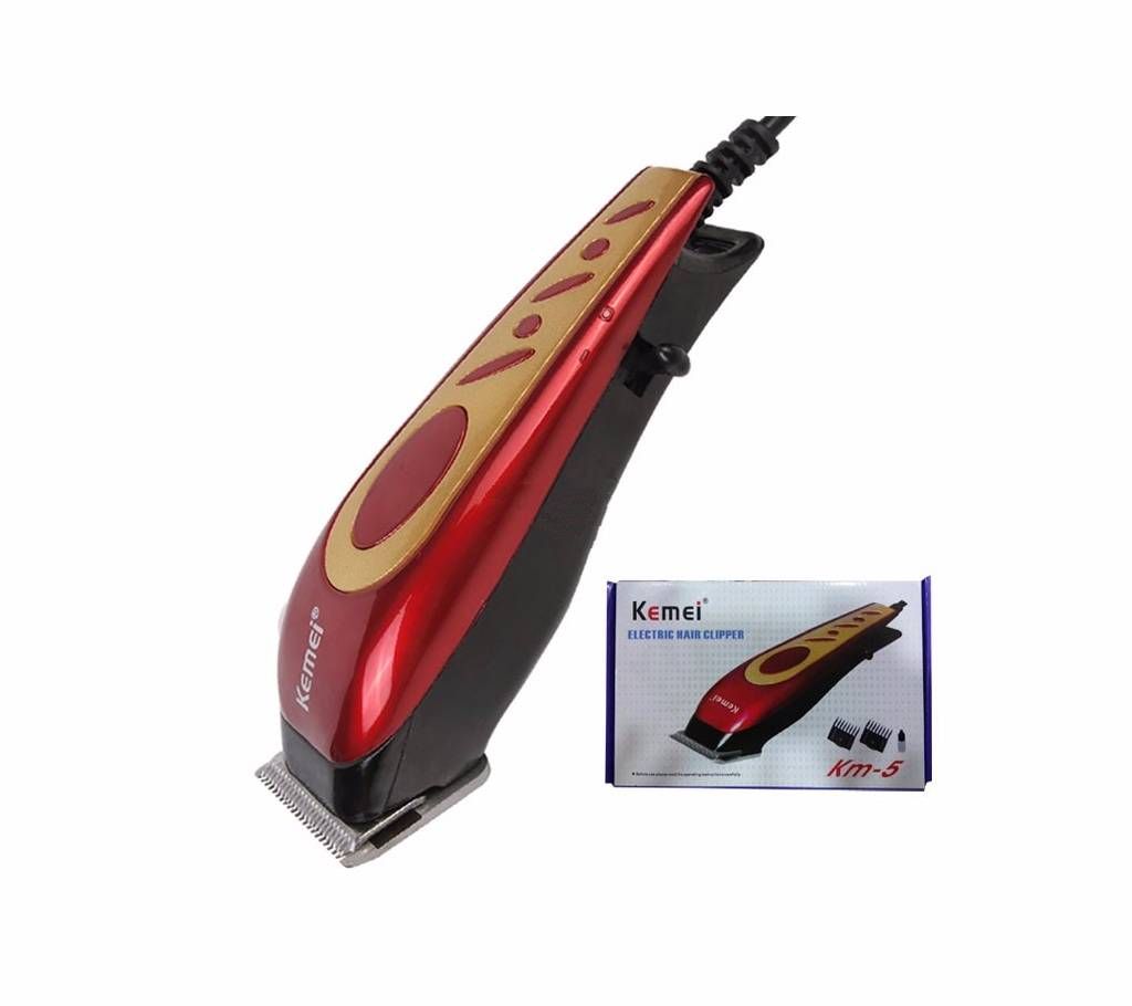 KM-5 Professional Barber Hair Clippers For Hair Salon Equipment - Red