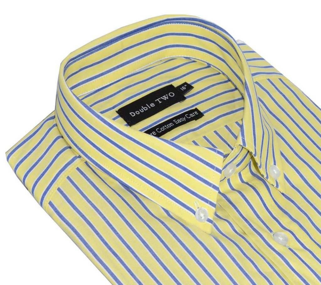 LEMON STRIPED FULL SLEEVE FORMAL SHIRT