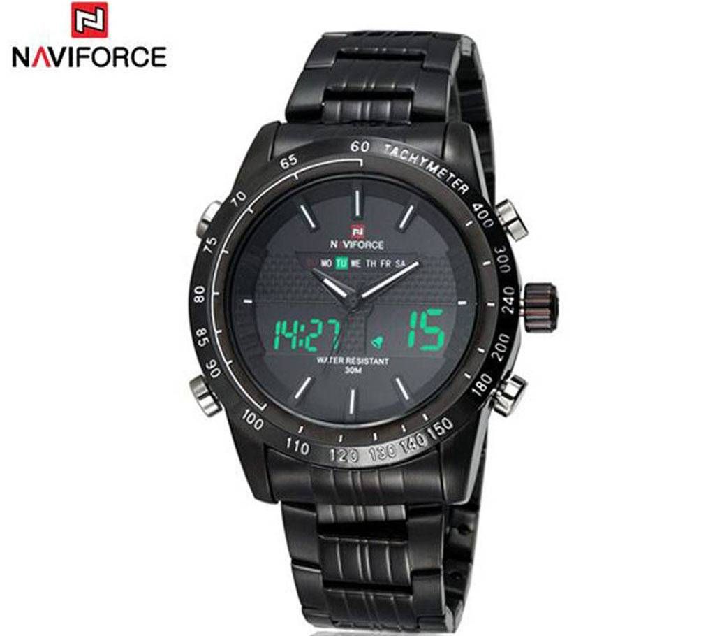 NAVIFORCE NF9024 - Black Stainless Steel Wrist Watch for Men