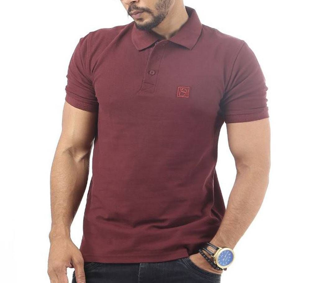 DUDE STYLE Cotton Mens Polo T-Shirt - DP_01 - Red Brown